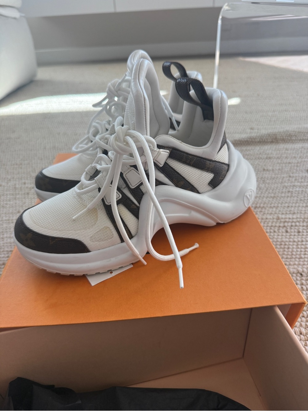 Louis Vuitton White and Black LV Monogram Archlight Sneakers
